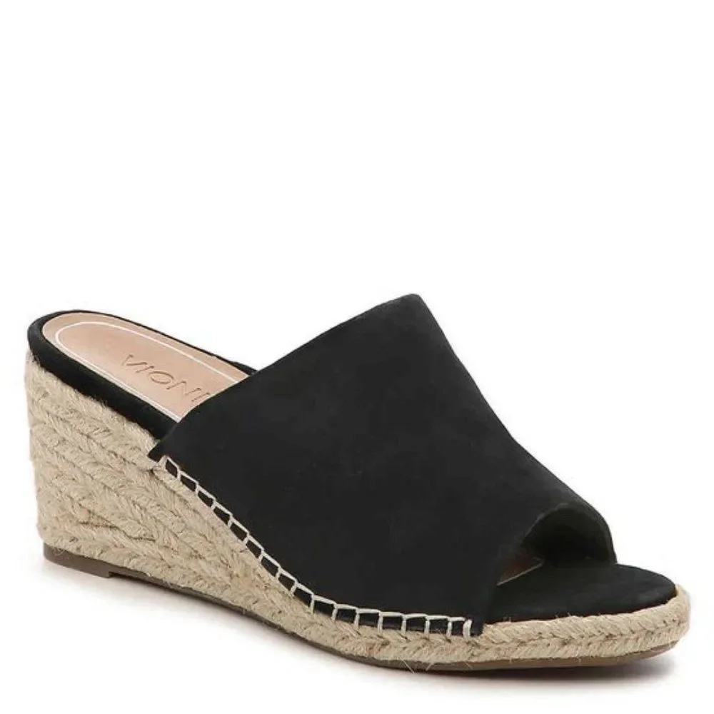 Vionic Black Kayden Espadrille Wedges
